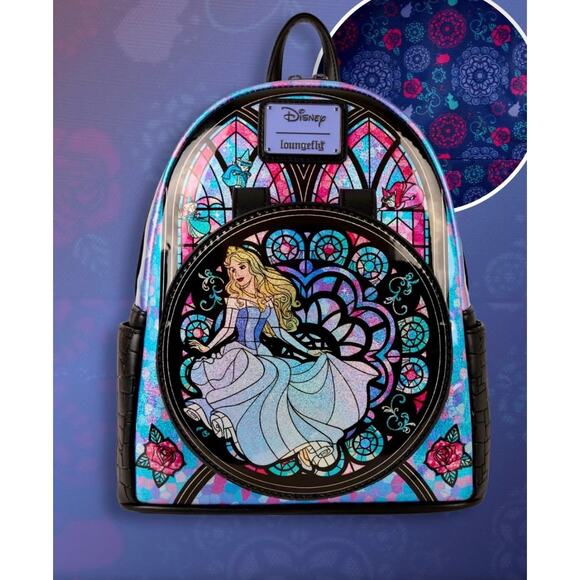 Loungefly Accessories - Loungefly Disney Princess Stained Glass Sleeping Beauty Aurora Mini Backpack NWT